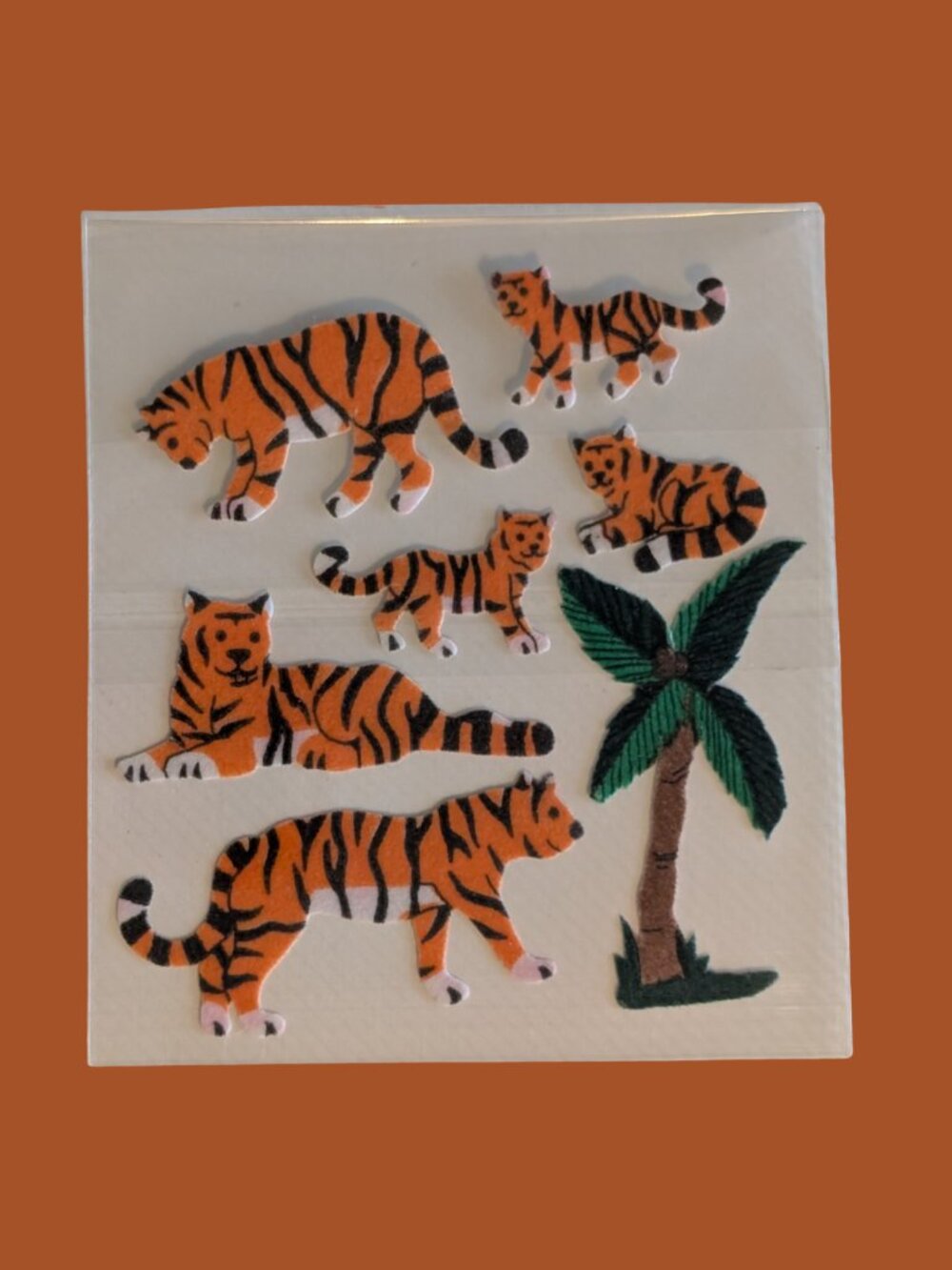 5/$25 Vintage 90s Used Sandylion Fuzzy Tiger Family Stickers
